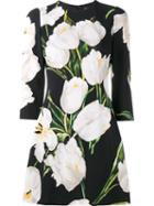 Dolce & Gabbana Floral Print Dress, Women's, Size: 44, Black, Viscose/silk/spandex/elastane