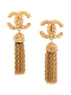 Chanel Vintage Cc Tassel Earrings - Gold