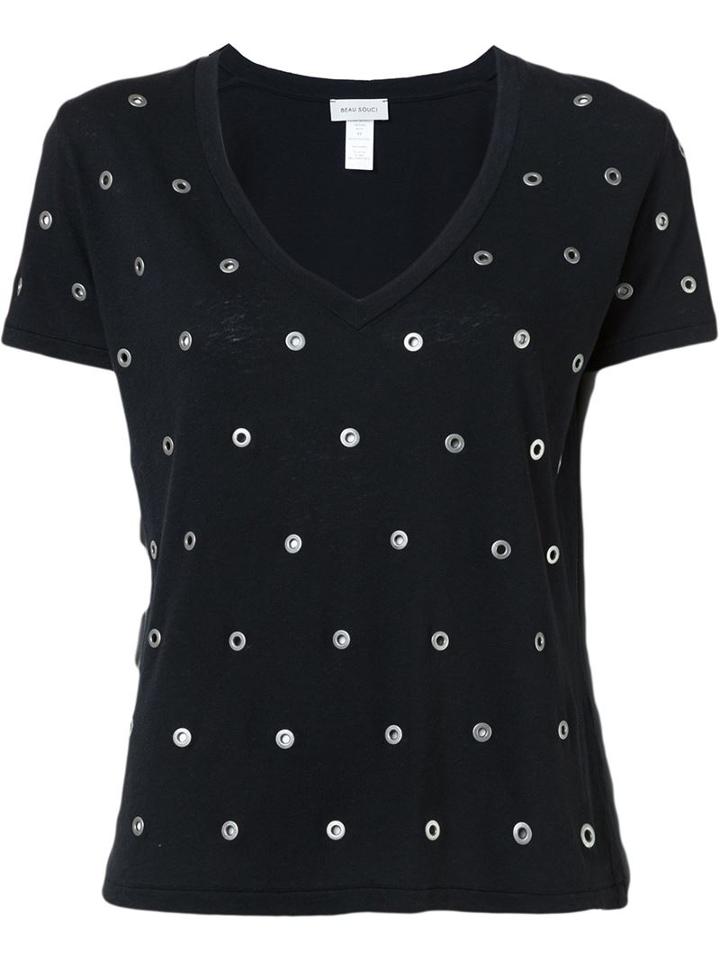 Beau Souci Perforated V-neck Top