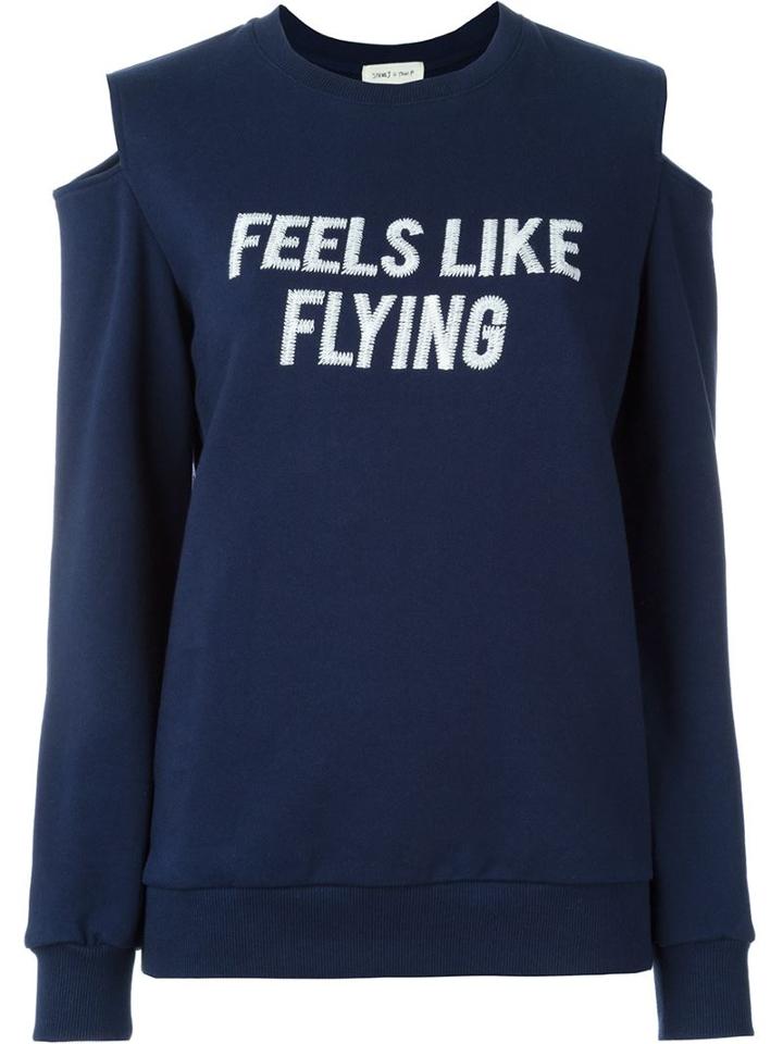 Steve J & Yoni P Cut-out Shoulder Sweatshirt, Women's, Size: L, Blue, Cotton