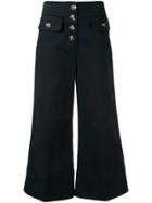 Self-portrait Cropped Wide-leg Trousers - Blue