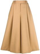 Jil Sander Navy Wide Leg Cropped Trousers - Nude & Neutrals
