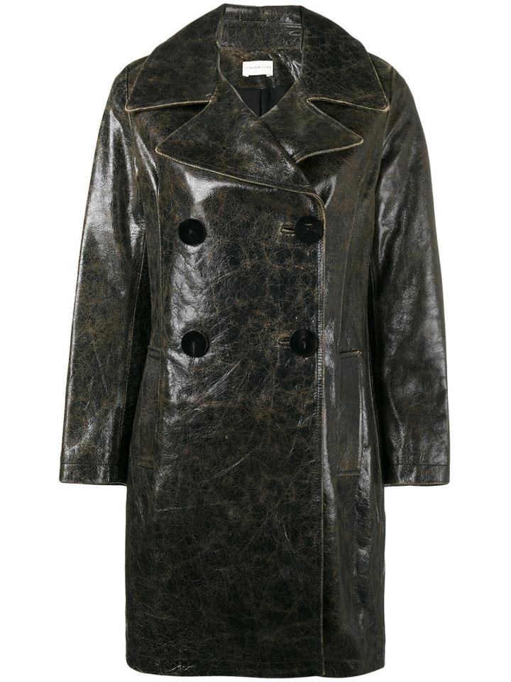 Simon Miller - Double Breasted Coat - Women - Leather - 1, Black, Leather
