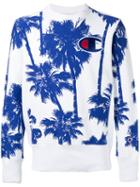 Champion Palm Tree Print Sweatshirt, Men's, Size: Large, White, Cotton/polyester