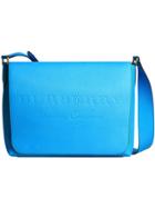 Burberry Large Logo Embossed Messenger Bag - Blue