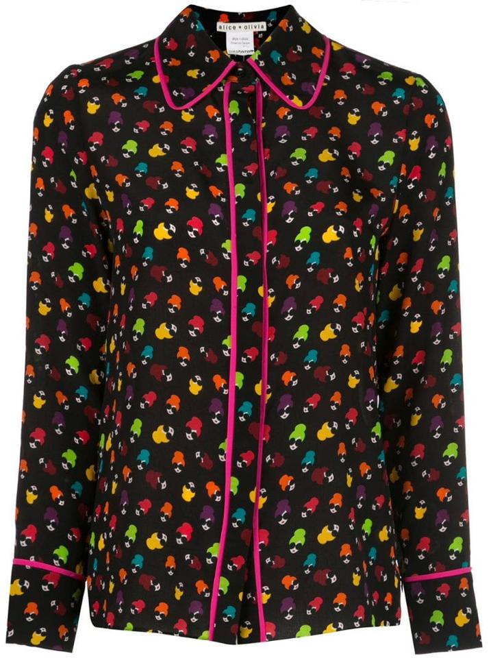 Alice+olivia Alfie Stace Print Shirt - Black