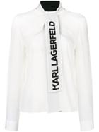 Karl Lagerfeld Logo Scarf Blouse - White