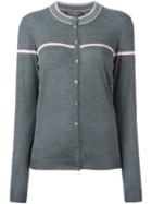 Salvatore Ferragamo Contrast Stripe Cardigan, Women's, Size: Medium, Grey, Silk/virgin Wool