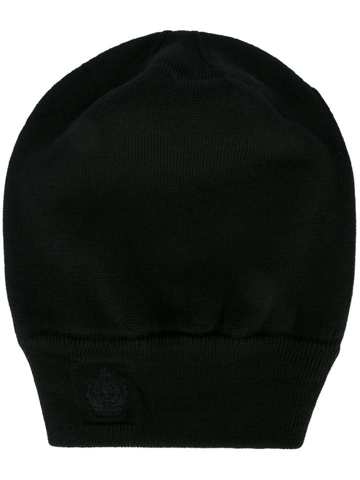 Dolce & Gabbana Embroidered Crown Beanie, Men's, Blue, Virgin Wool