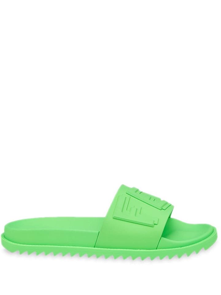 Fendi Asymmetric Logo Slides - Green
