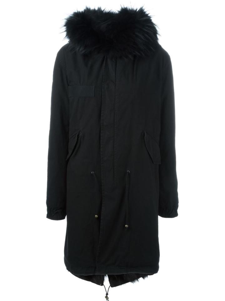 Mr & Mrs Italy Fox And Raccoon Fur Lined Parka, Women's, Size: Xs, Black, Cotton/lamb Nubuck Leather/fox Fur/acetate