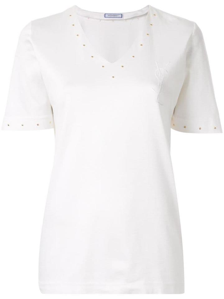 Yves Saint Laurent Pre-owned Stud Embellished Top - White