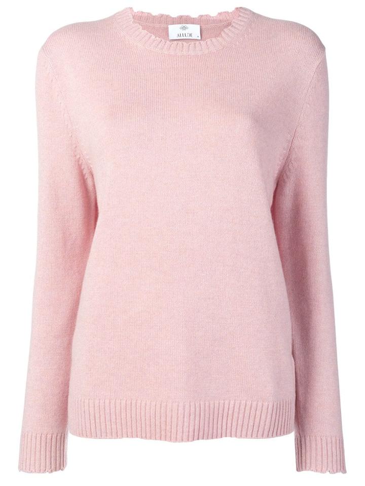 Allude Distressed Crew Neck Sweater - Pink & Purple