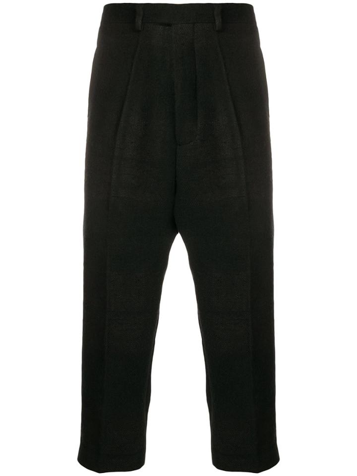 Rick Owens Astaires Cropped Check Pants - Black