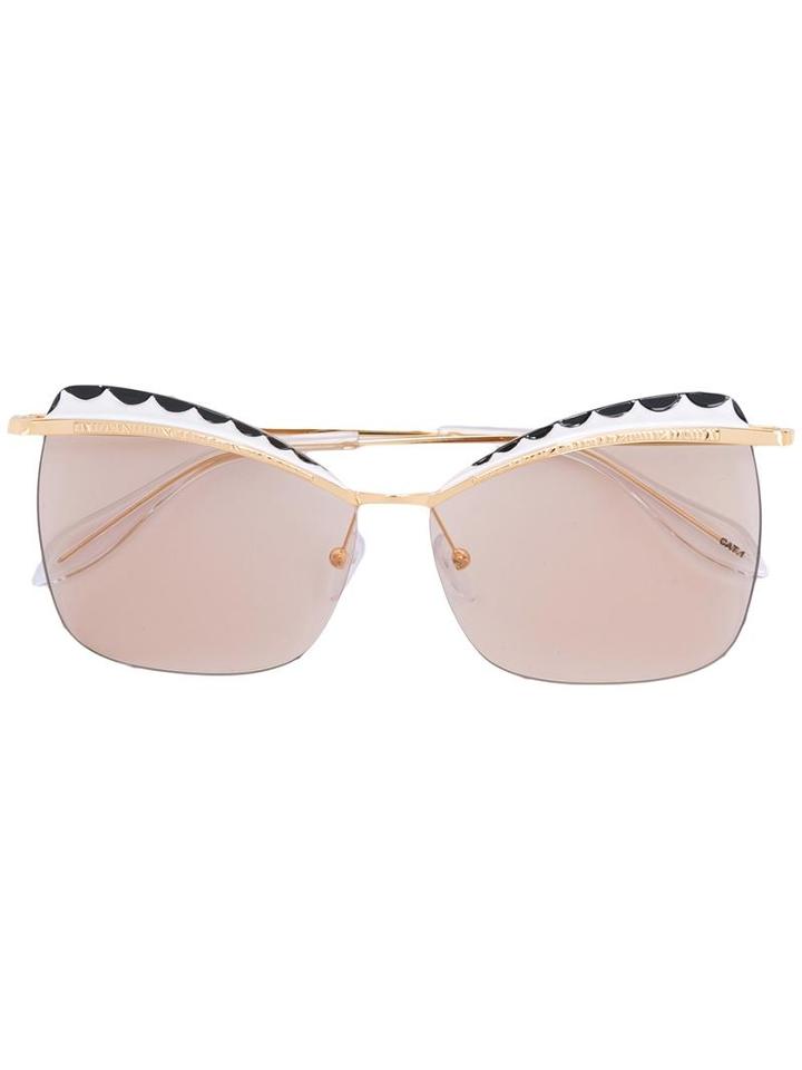 Alexander Mcqueen Squared Cat Eye Sunglasses, Women's, White, Acetate