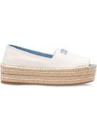 Prada Glacé Peep-toe Espadrilles - White