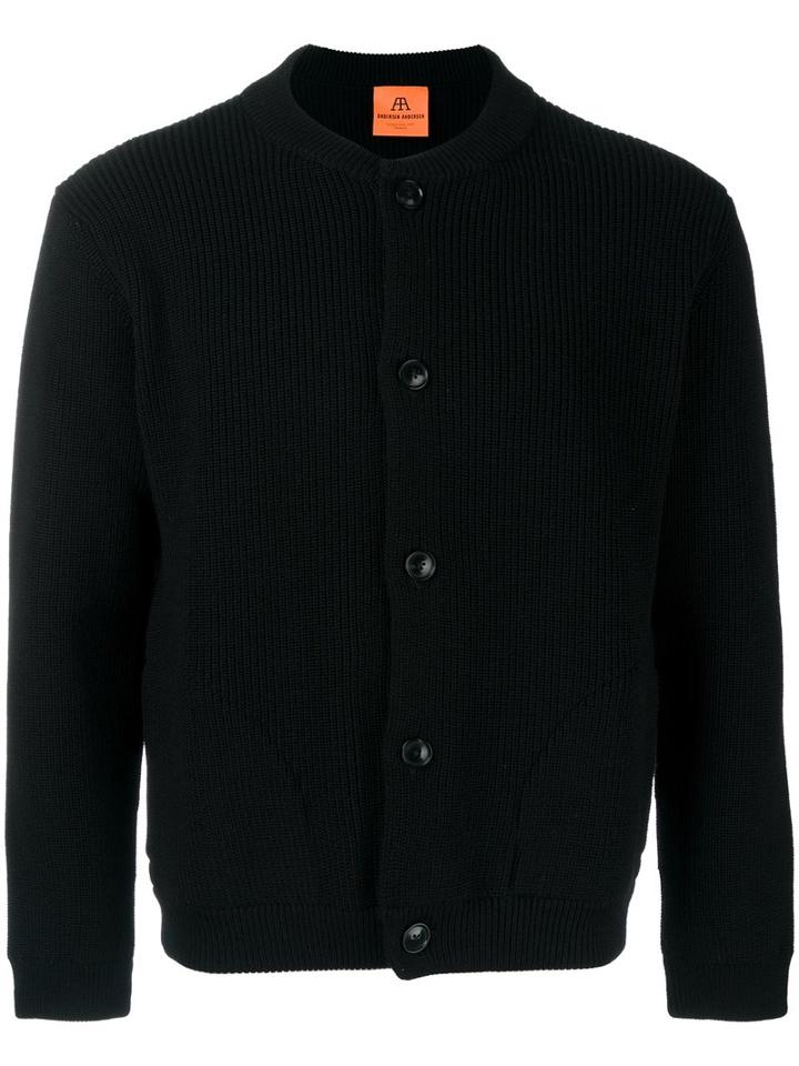 Andersen-andersen Collarless Stadium Jacket, Men's, Size: Medium, Black, Merino