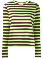 Ganni Striped Long Sleeve Top - Green