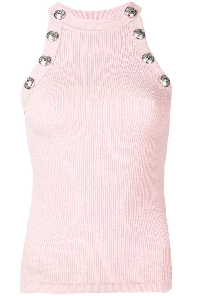 Balmain Button Detail Tank Top - Pink