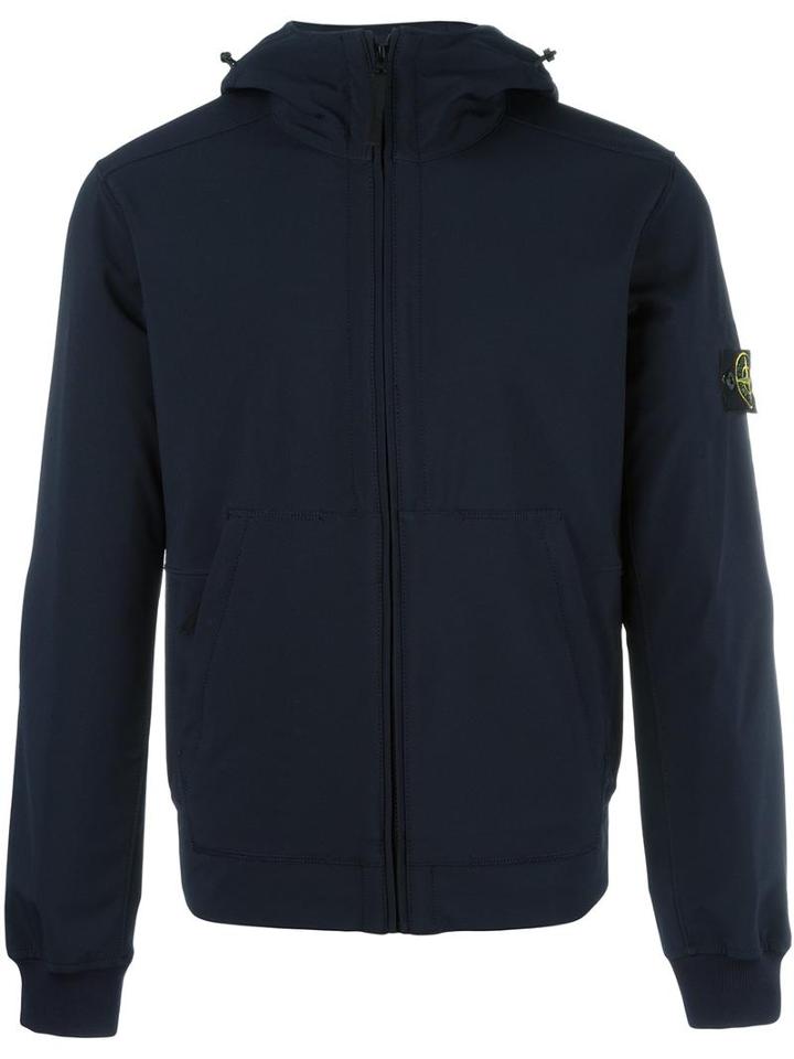 Stone Island Kangaroo Pockets Zipped Hoodie, Men's, Size: Medium, Blue, Polyester/spandex/elastane