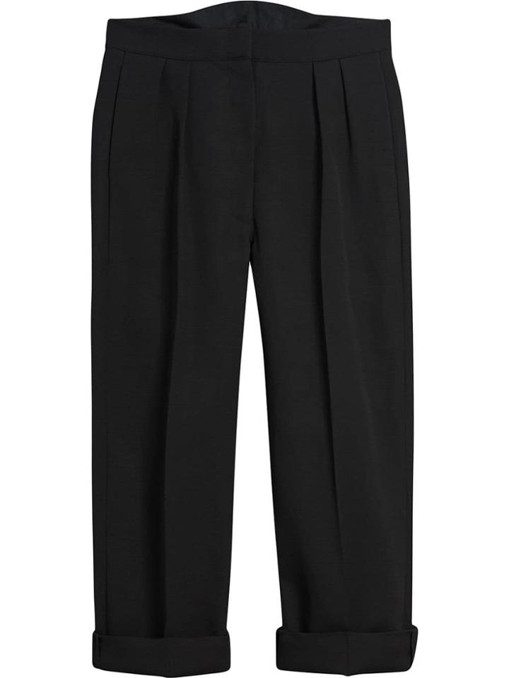 Burberry Wool Silk Cropped Tailored Trousers - Black