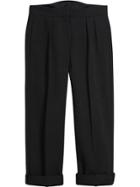 Burberry Wool Silk Cropped Tailored Trousers - Black