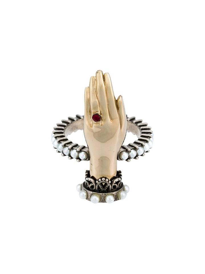 Alexander Mcqueen Hand Ring, Women's, Size: 49.3, Metallic