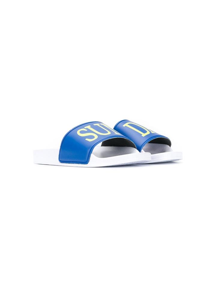 Alberta Ferretti Kids Teen Sun Day Printed Slides - White
