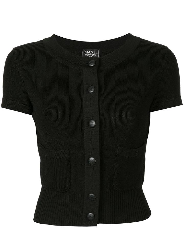 Chanel Vintage Knitted Shortsleeved Blouse - Black