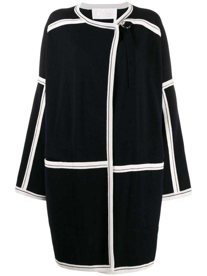 Chloé Grid Oversized Coat - Blue