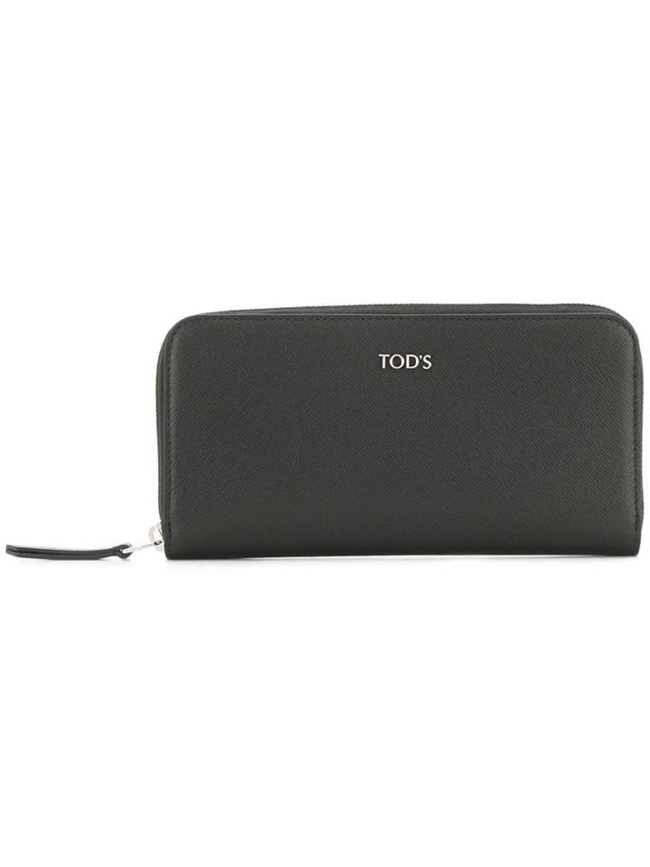 Tod's Logo Plaque Zip Around Wallet - Black