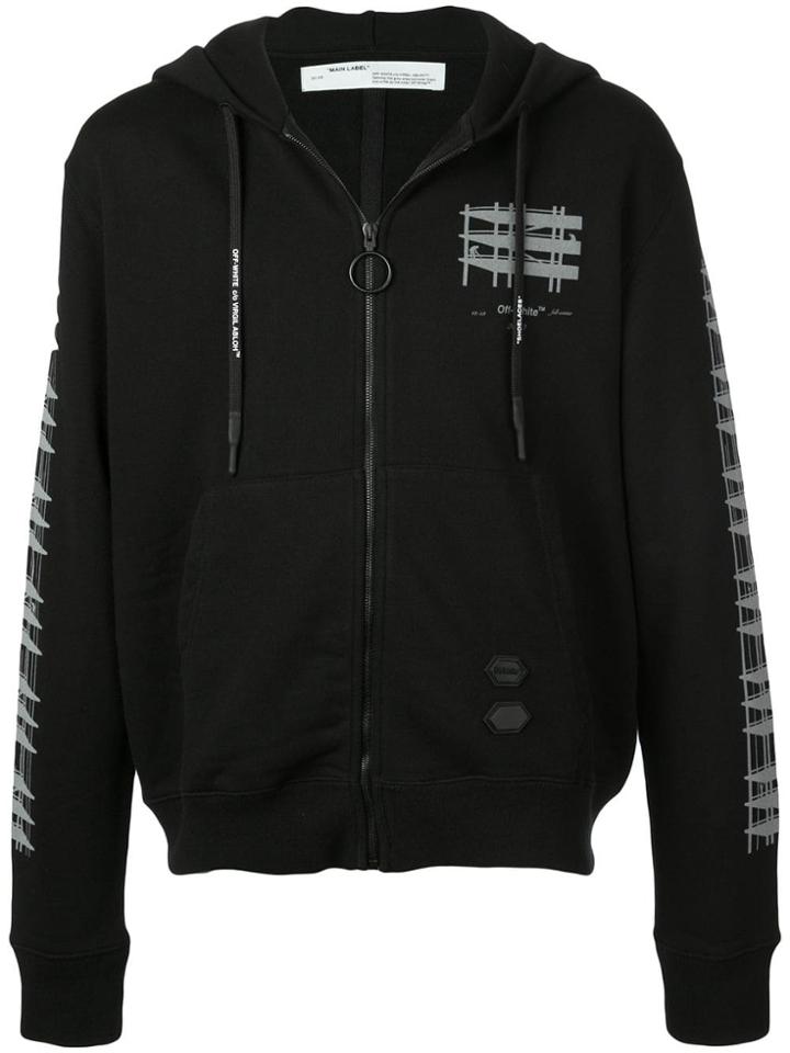 Off-white Sleeve And Back Geometric Details Zipper - Black