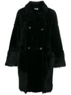 Desa Collection Double-breasted Fur Coat - Black