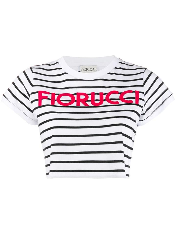 Fiorucci Stripes Cropped T-shirt - White