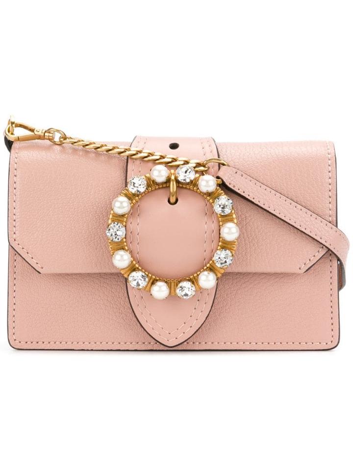 Miu Miu Mini Pink Leather Crystal Buckle Miu Lady Bag