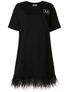 Ainea Feather Hem T-shirt Dress - Black