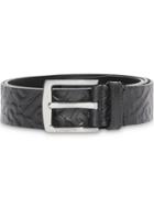 Burberry Monogram Leather Belt - Black