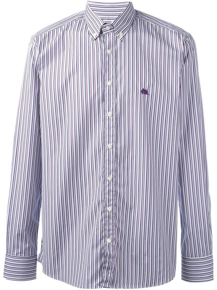 Etro Striped Shirt, Men's, Size: 41, Pink/purple, Cotton