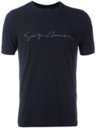 Giorgio Armani Logo Front T-shirt, Men's, Size: 52, Blue, Viscose/spandex/elastane