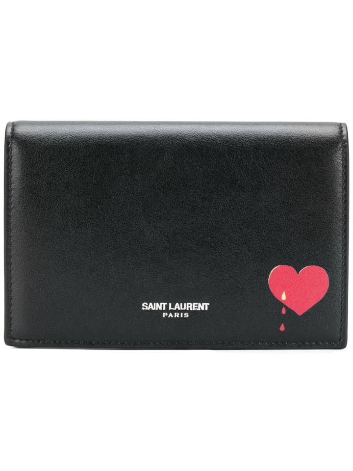 Saint Laurent Heart Drip Foldover Purse - Black