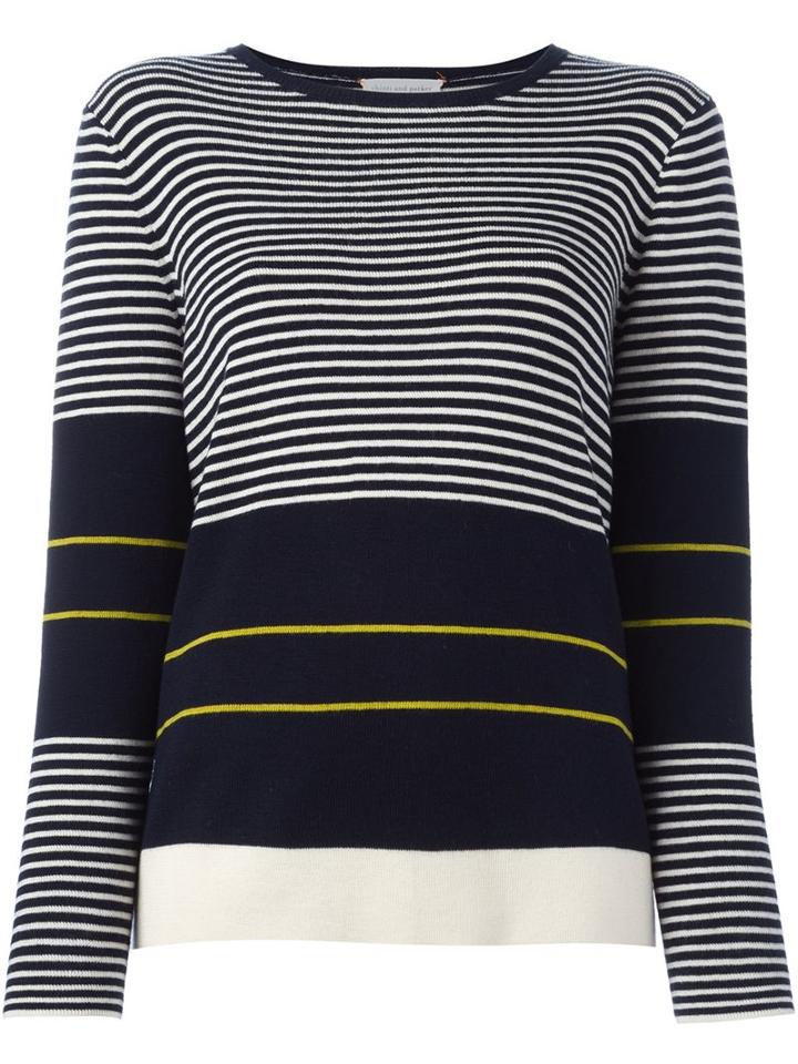 Chinti And Parker Fine Stripe Sweater, Women's, Size: Large, Blue, Merino