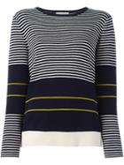 Chinti And Parker Fine Stripe Sweater, Women's, Size: Large, Blue, Merino