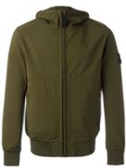 Stone Island Hooded Zipped Jacket, Men's, Size: Xl, Green, Polyester/spandex/elastane