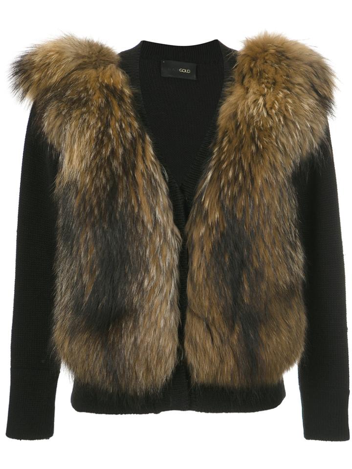 Andrea Bogosian Fur Trimming Cardigan - Black