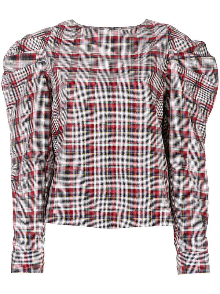 Maison Kitsuné Structured Shoulders Checked Blouse - White