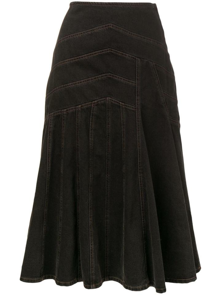 Miu Miu Top-stitched Denim Skirt - Grey