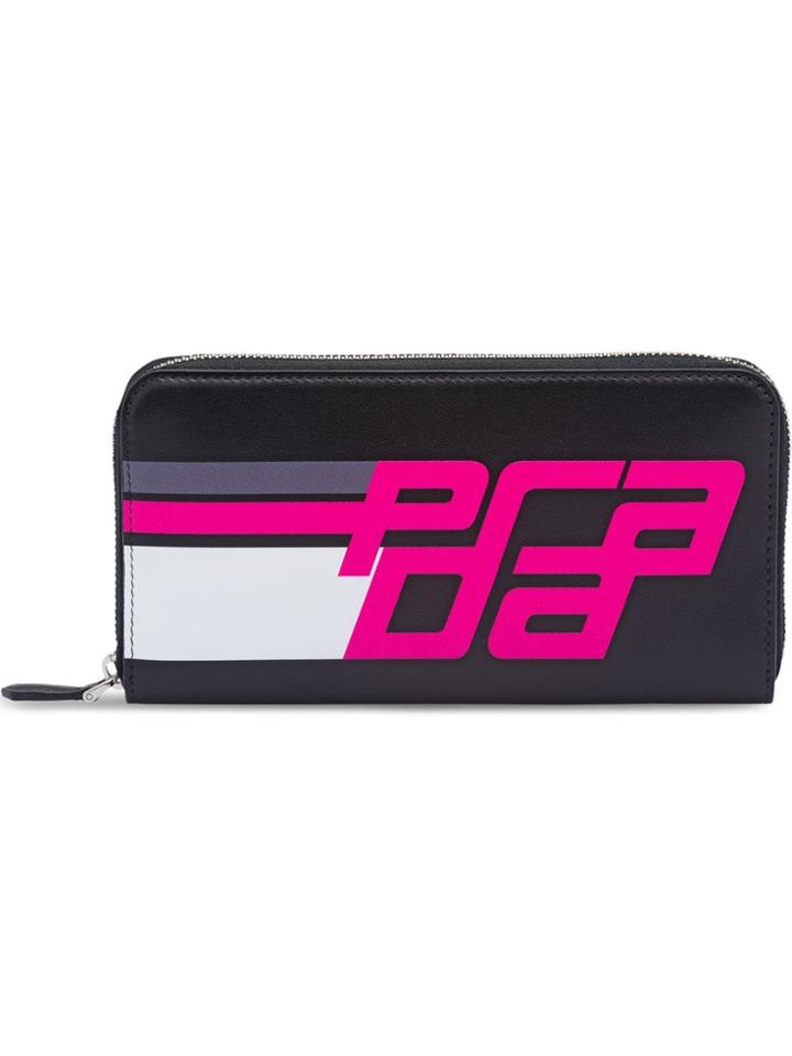 Prada Logo Print Wallet - Black