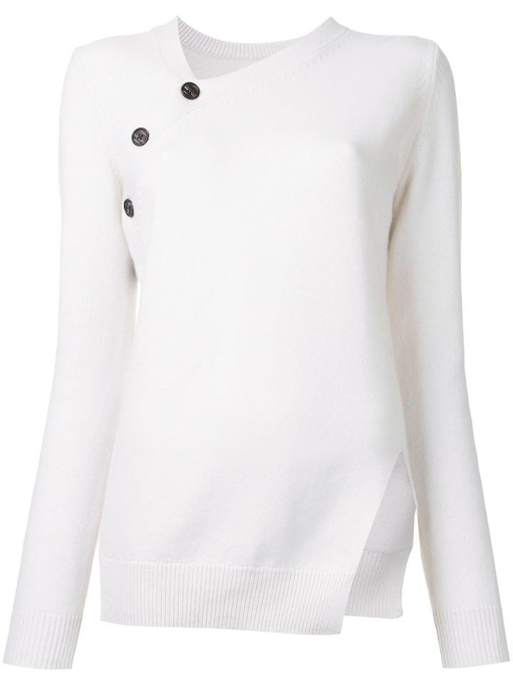 Proenza Schouler Asymmetrical Knitted Sweater, Women's, Size: Xs, White, Cotton/cashmere