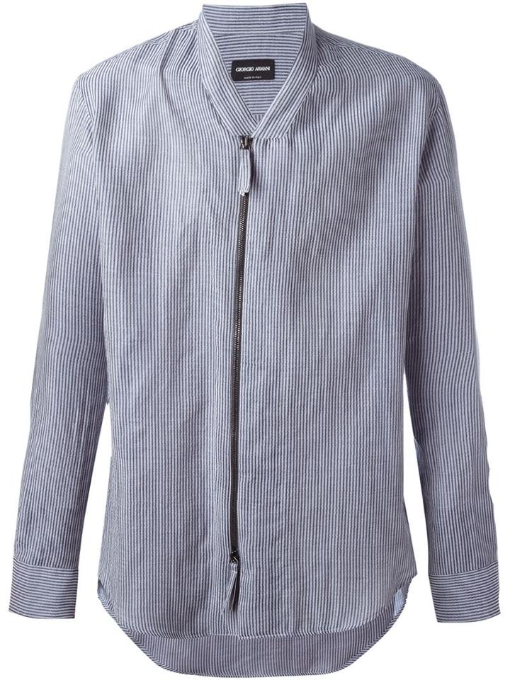 Giorgio Armani Zipped Striped Shirt