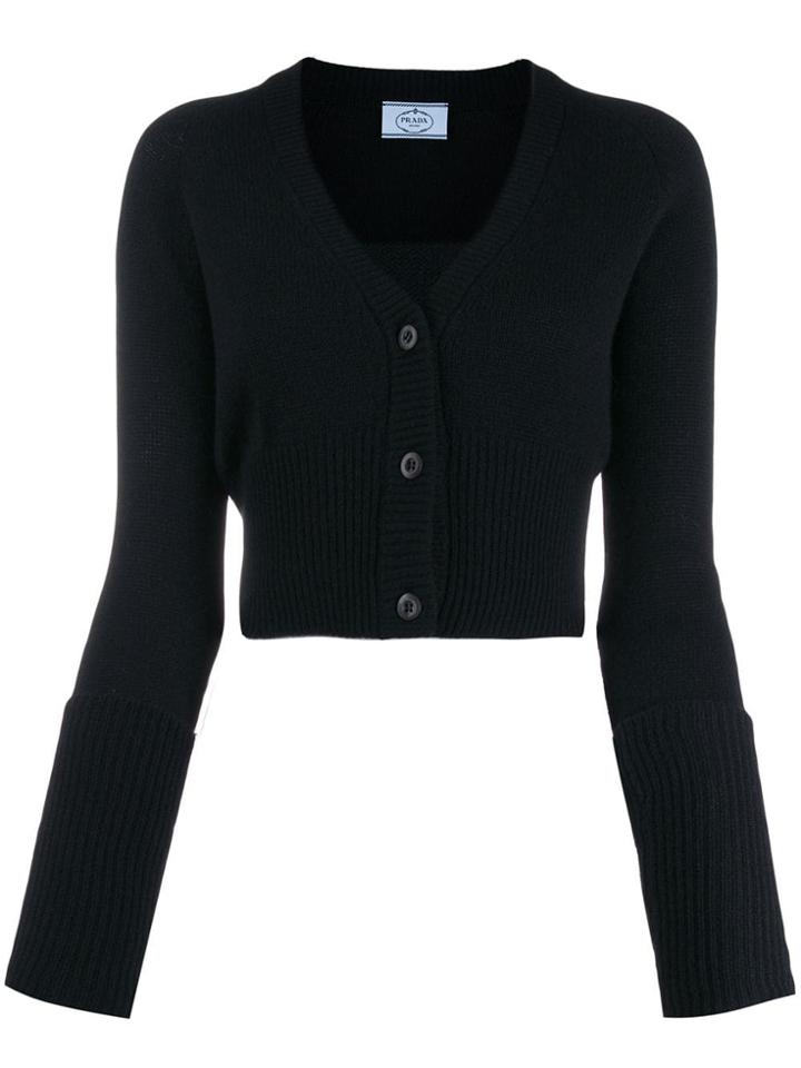 Prada Knitted Crop Cardigan - Black